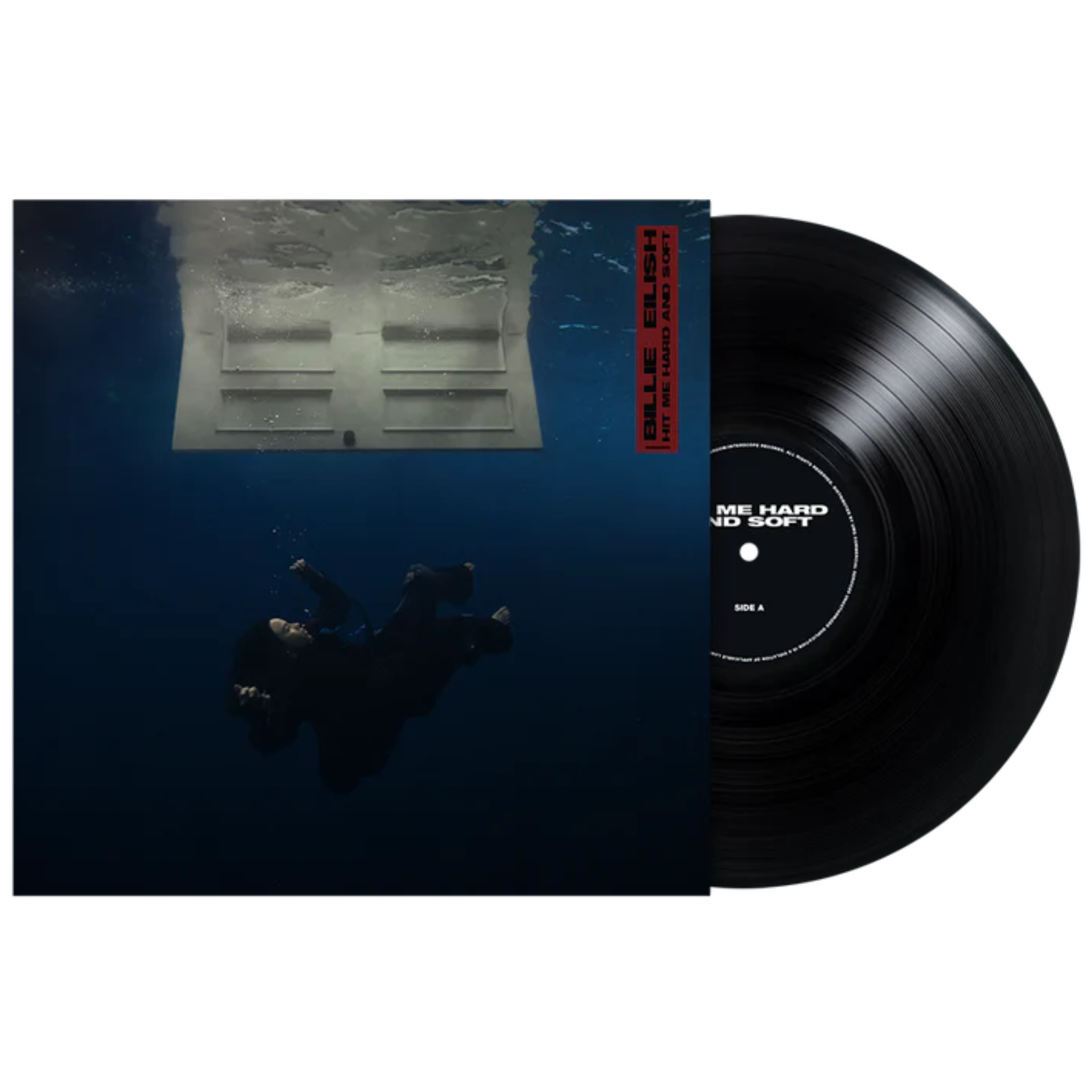 Vinyl record with a blue cover featuring an underwater scene and a diver.
